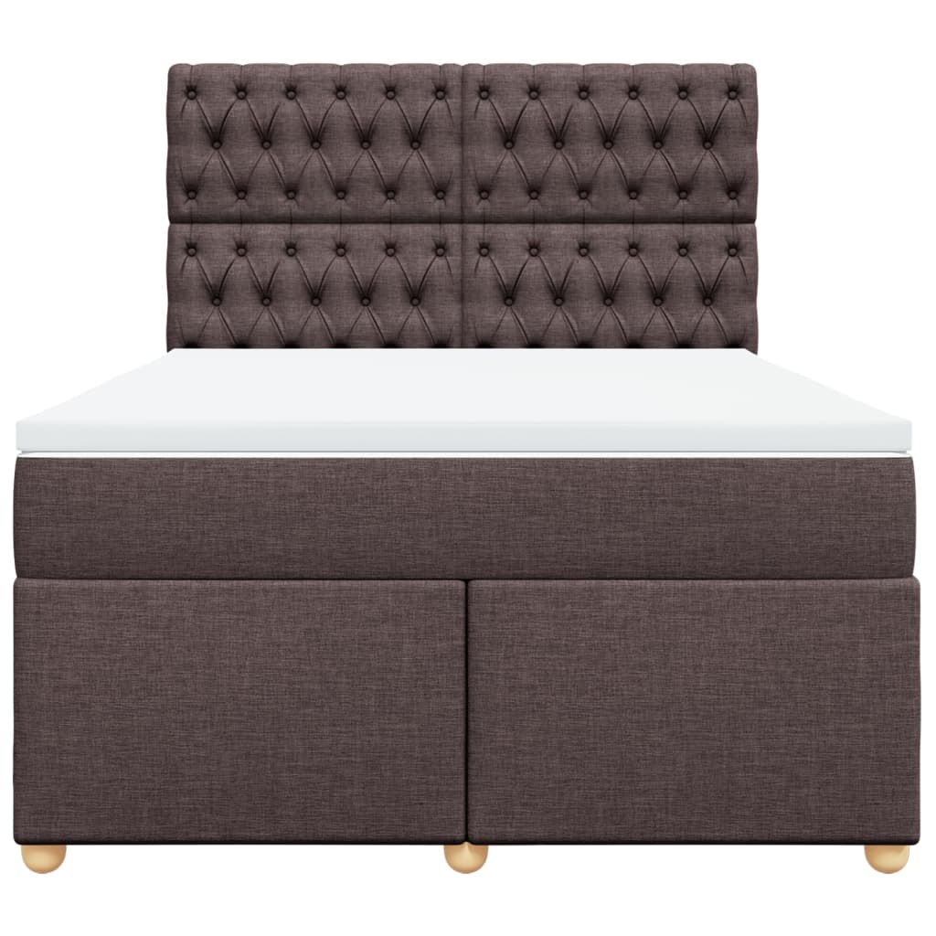 vidaXL Boxspring met matras stof donkerbruin 140x190 cm bruin, foto 4