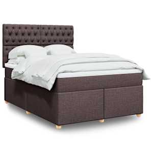 Box spring postelja z vzmetnico temno rjav 140x190 cm blago