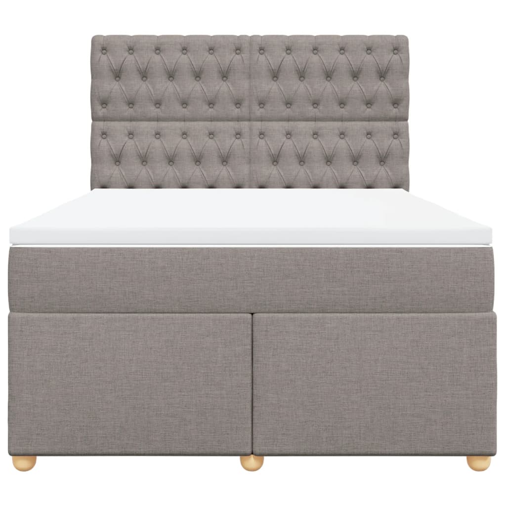 vidaXL Boxspring met matras stof taupe 140x190 cm, foto 4