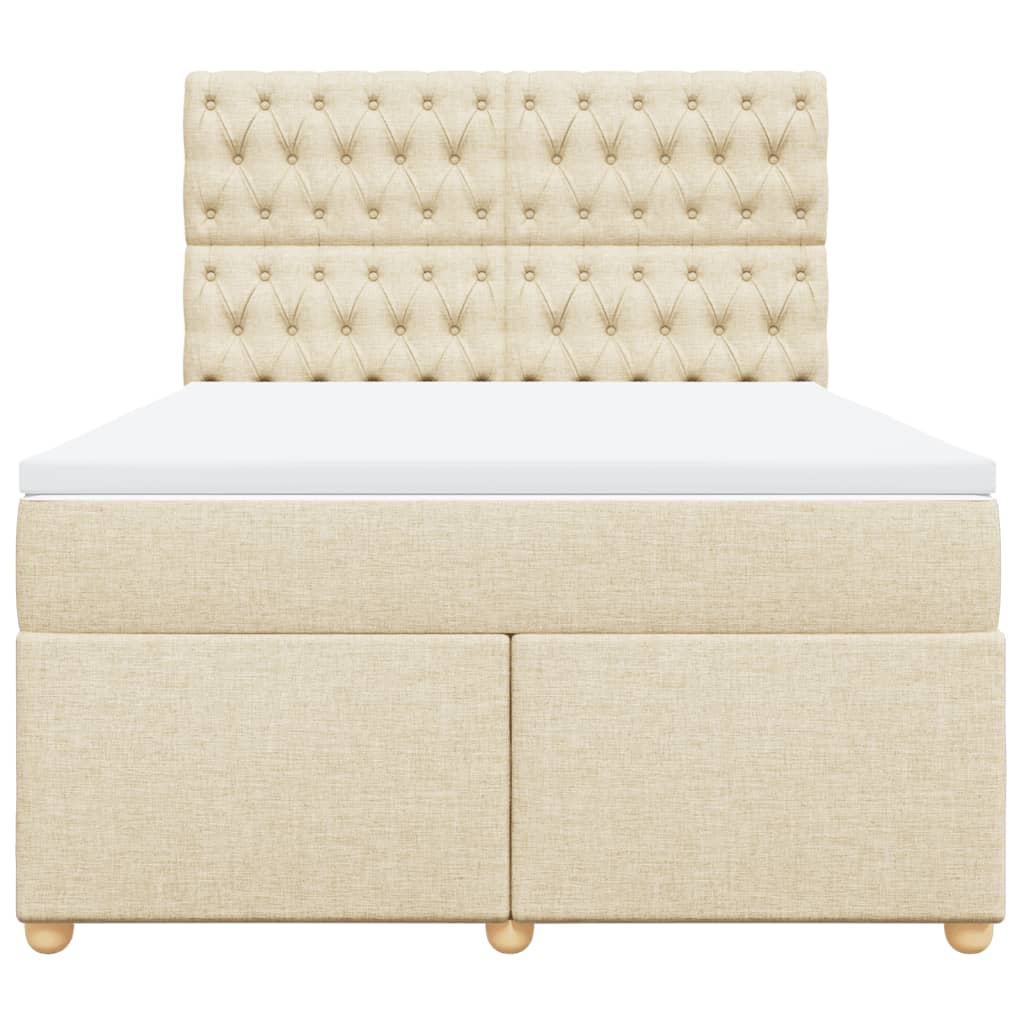 vidaXL Boxspring met matras stof crèmekleurig 140x190 cm, foto 4