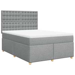 Box spring postel s matrací světle šedá 140 x 190 cm textil - obrázek 2