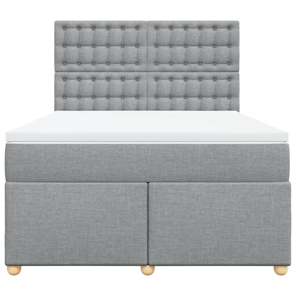 vidaXL Boxspring met matras stof lichtgrijs 140x190 cm grijs, foto 4