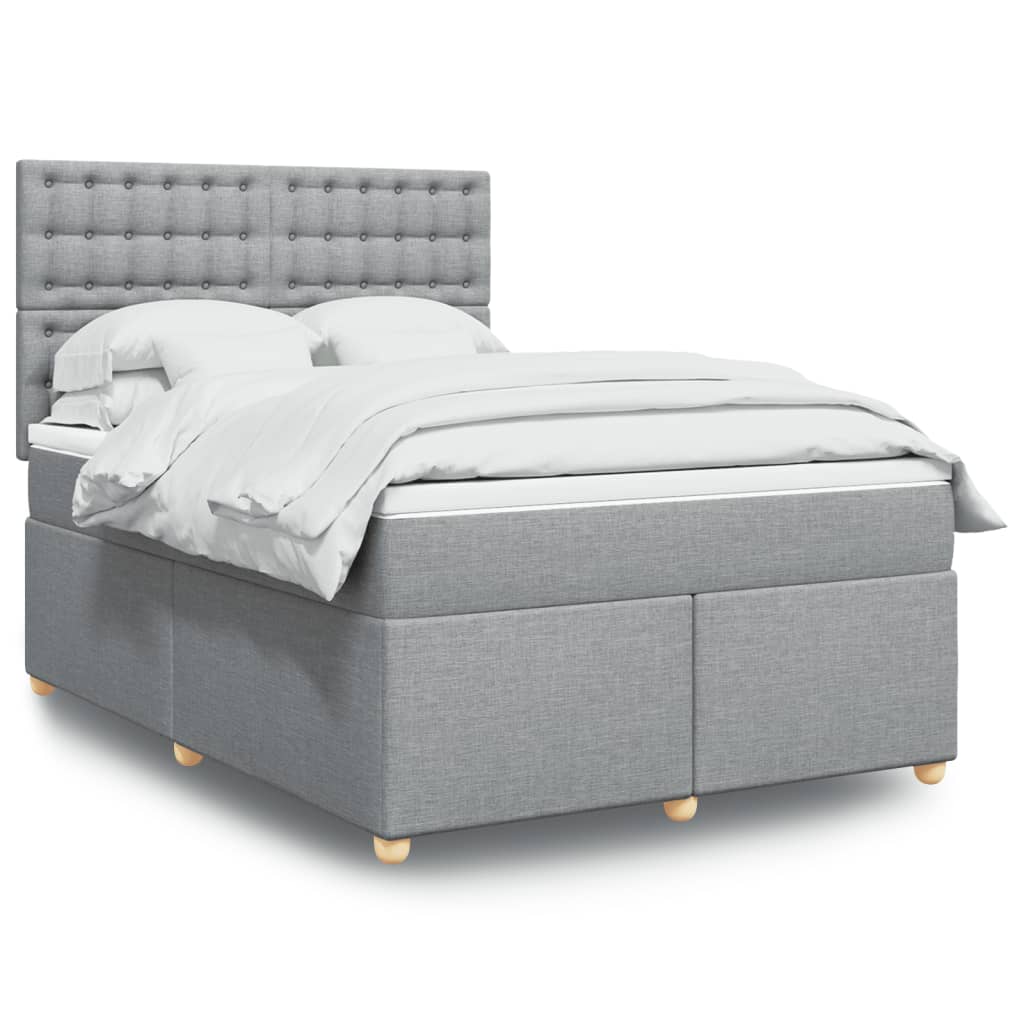 Boxspringbett mit Matratze Hellgrau 140×190 cm Stoff