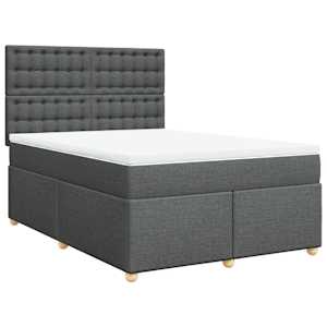 Box spring postel s matrací tmavě šedý 140 x 190 cm textil - obrázek 2