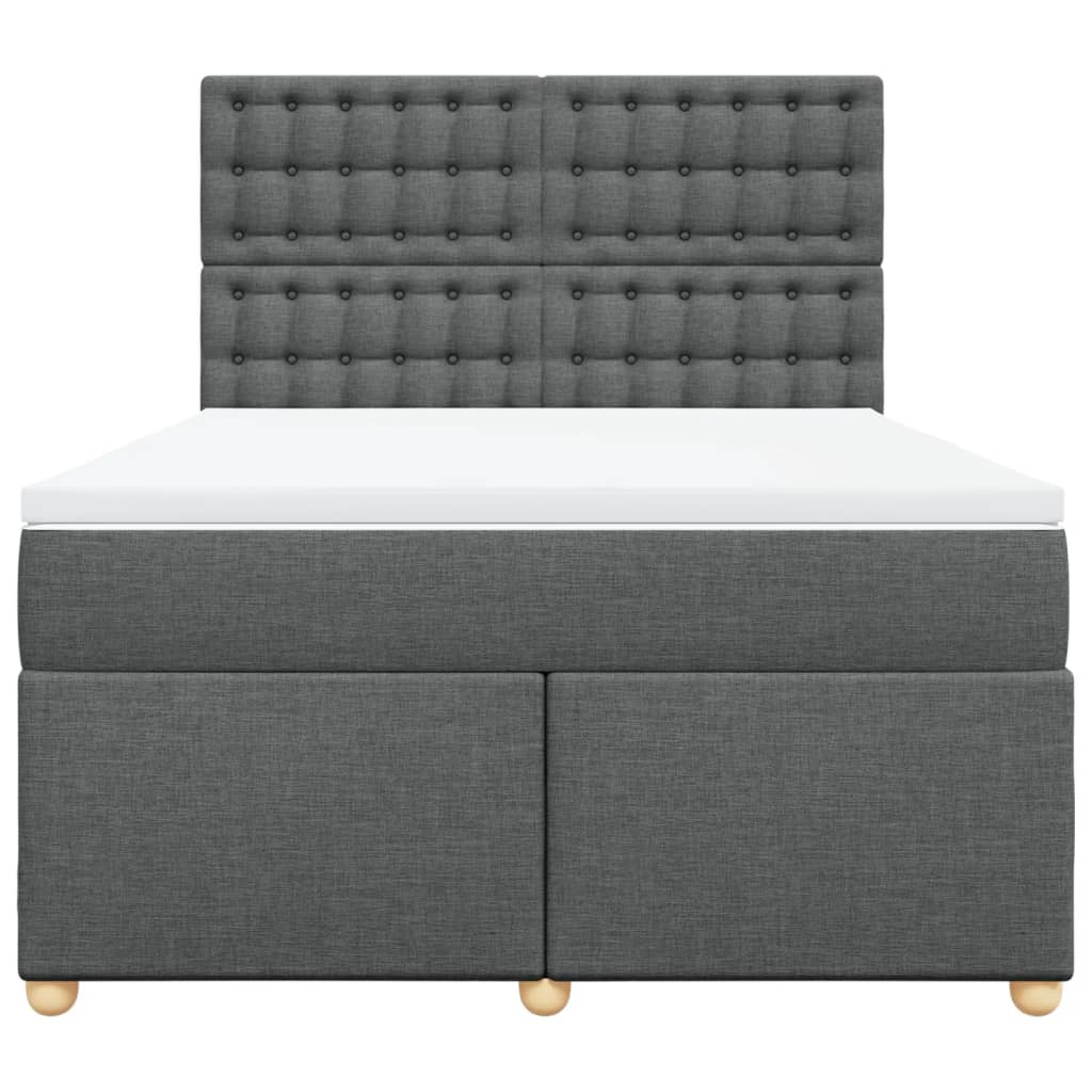 vidaXL Boxspring met matras stof donkergrijs 140x190 cm grijs, foto 4