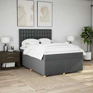 Box spring postel s matrací tmavě šedý 140 x 190 cm textil - obrázek 3