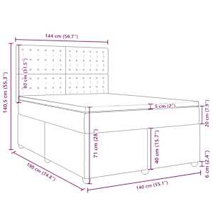 Box spring postel s matrací tmavě šedý 140 x 190 cm textil - obrázek 13