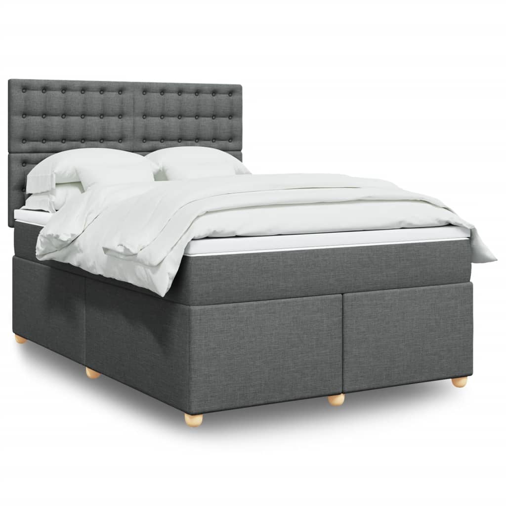 Boxspringbett mit Matratze Dunkelgrau 140×190 cm Stoff