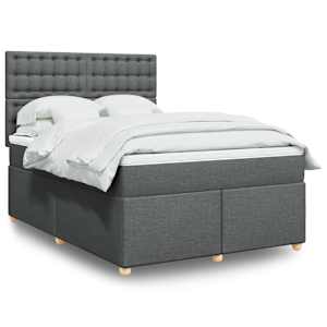 Box spring postel s matrací tmavě šedý 140 x 190 cm textil - obrázek 1