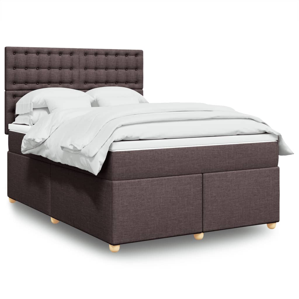 Boxspringbett mit Matratze Dunkelbraun 140×190 cm Stoff