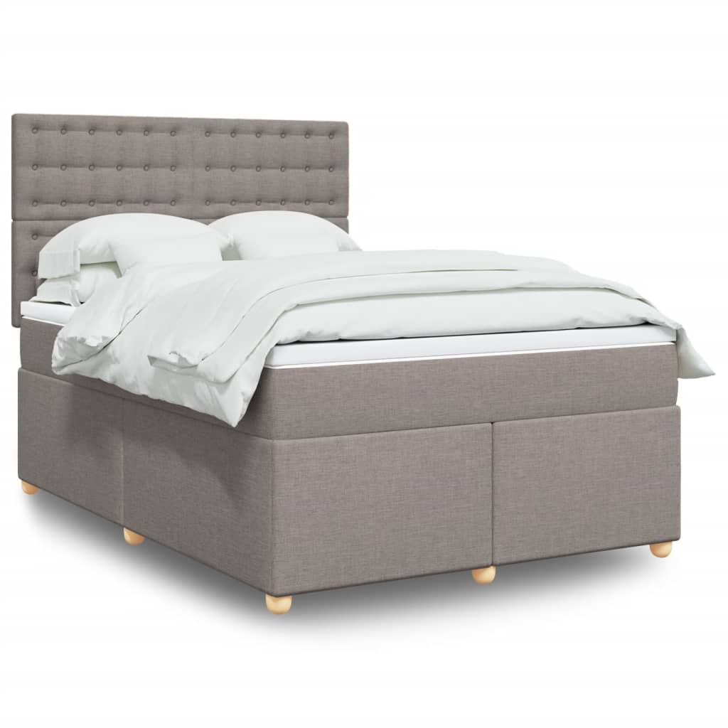 Boxspringbett mit Matratze Taupe 140×190 cm Stoff