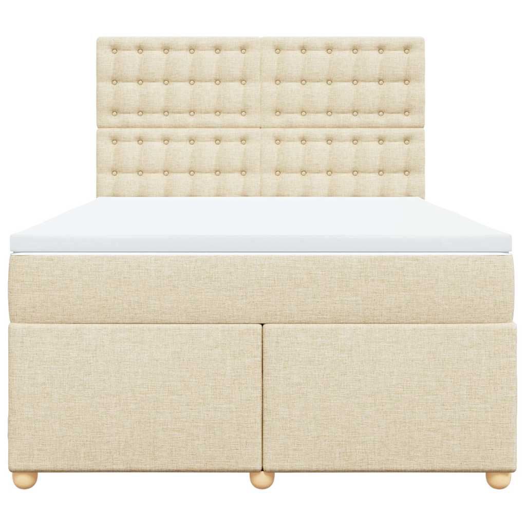 vidaXL Boxspring met matras stof crèmekleurig 140x190 cm, foto 4