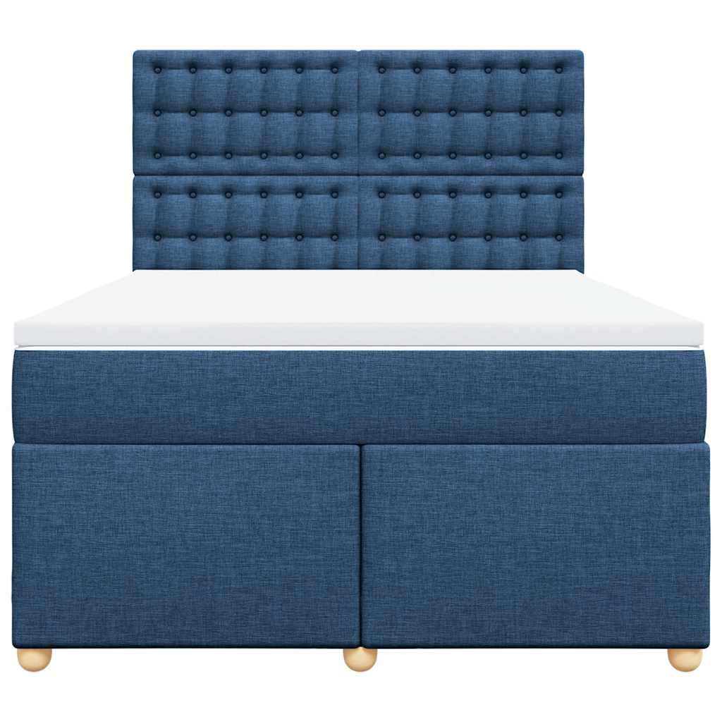 vidaXL Boxspring met matras stof blauw 140x190 cm, foto 4