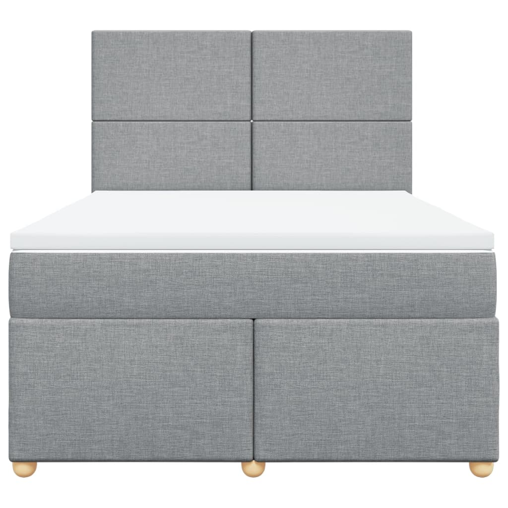 vidaXL Boxspring met matras stof lichtgrijs 140x200 cm grijs, foto 4