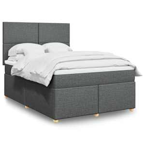 Box spring postel s matrací tmavě šedá 140x200 cm textil - obrázek 1