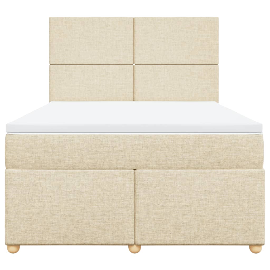 vidaXL Boxspring met matras stof crèmekleurig 140x200 cm, foto 4