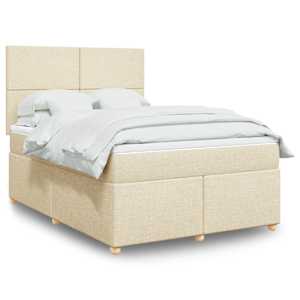 Box spring postelja z vzmetnico krem 140x200 cm blago