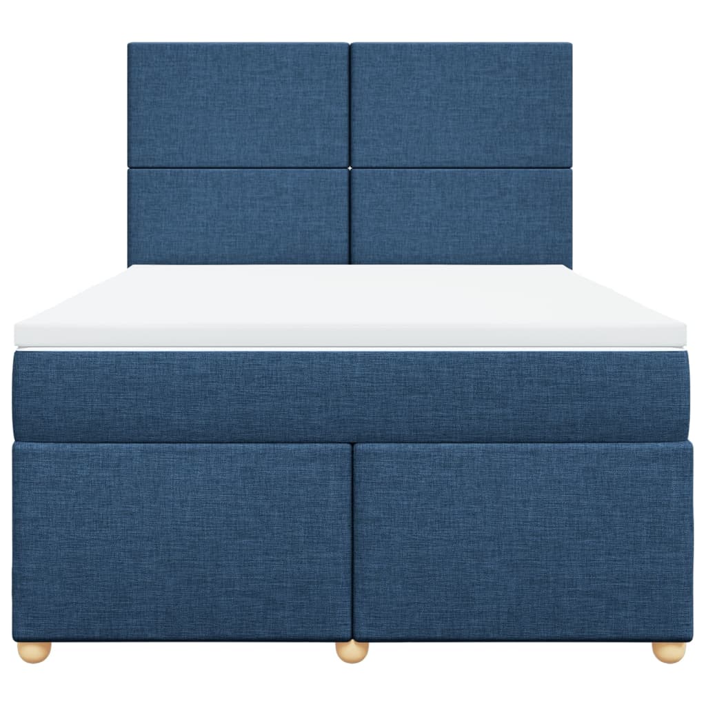 vidaXL Boxspring met matras stof blauw 140x200 cm, foto 4