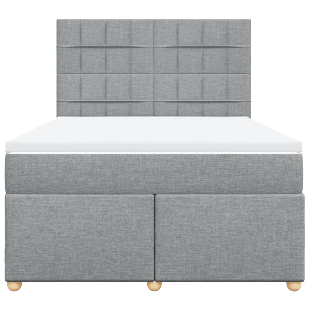 vidaXL Boxspring met matras stof lichtgrijs 140x200 cm grijs, foto 4