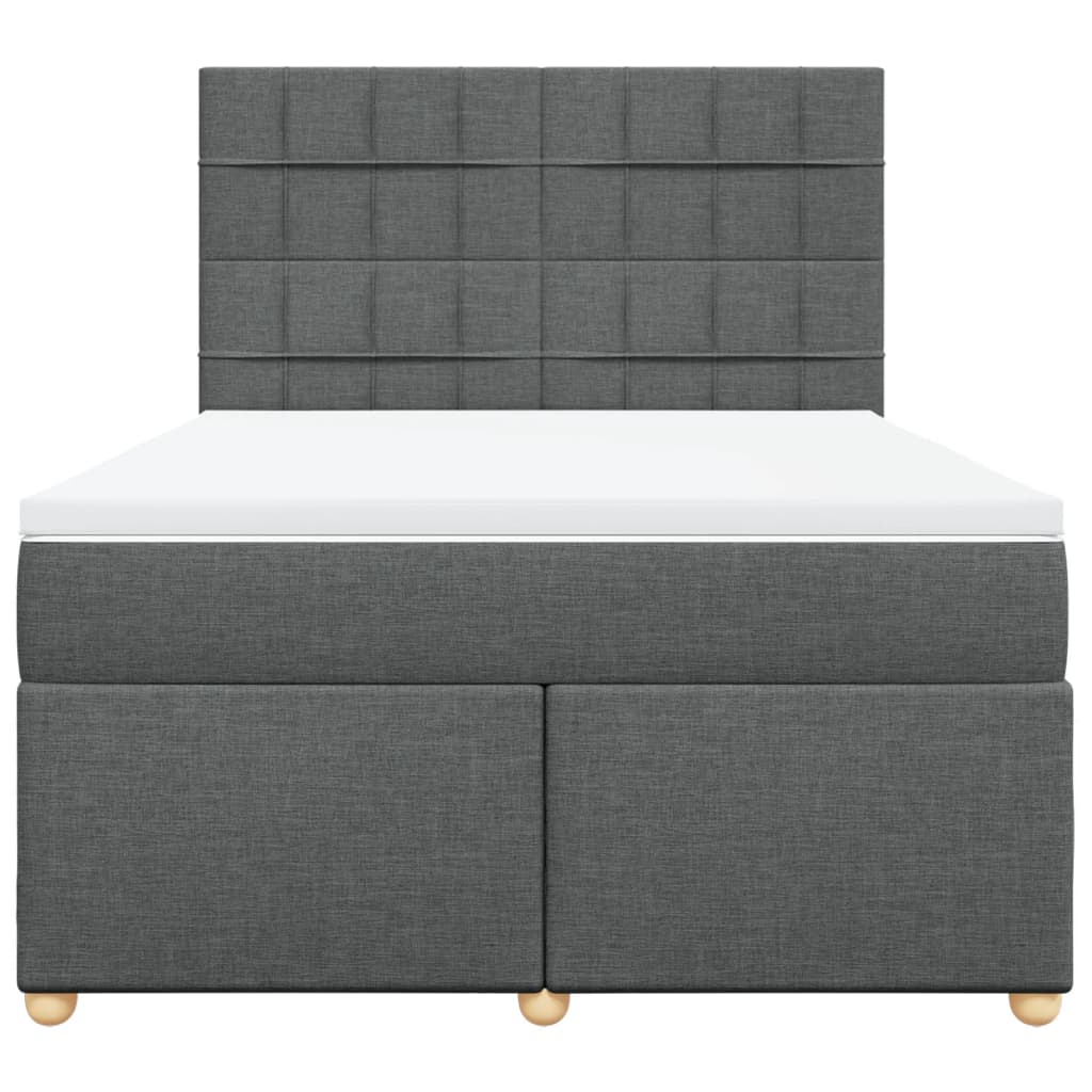 vidaXL Boxspring met matras stof donkergrijs 140x200 cm grijs, foto 4