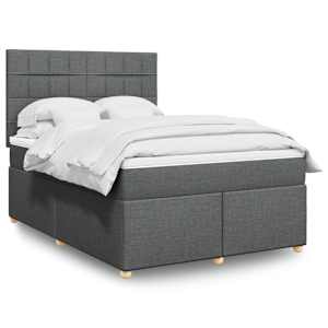Box spring postel s matrací tmavě šedá 140x200 cm textil - obrázek 1
