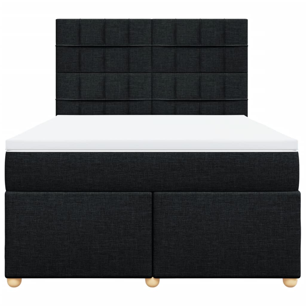 vidaXL Boxspring met matras stof zwart 140x200 cm, foto 4