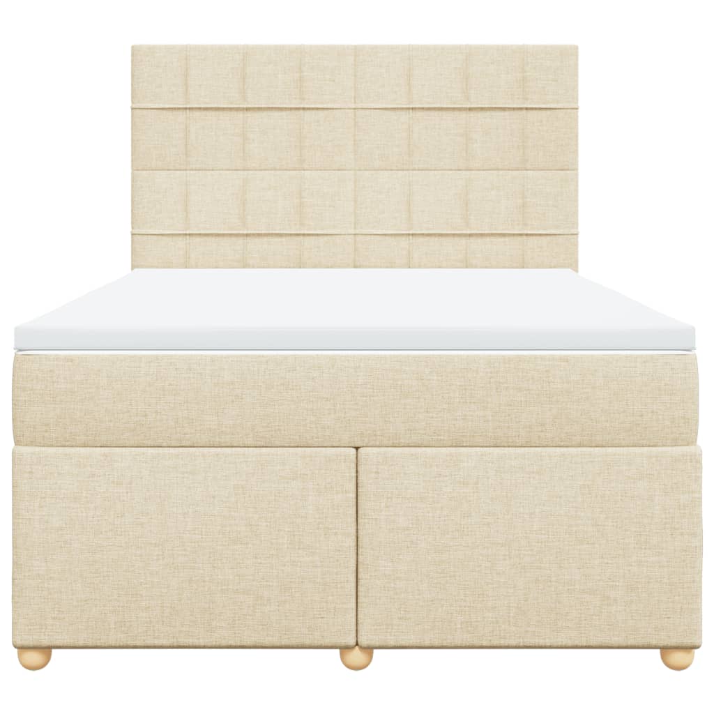 vidaXL Boxspring met matras stof crèmekleurig 140x200 cm, foto 4