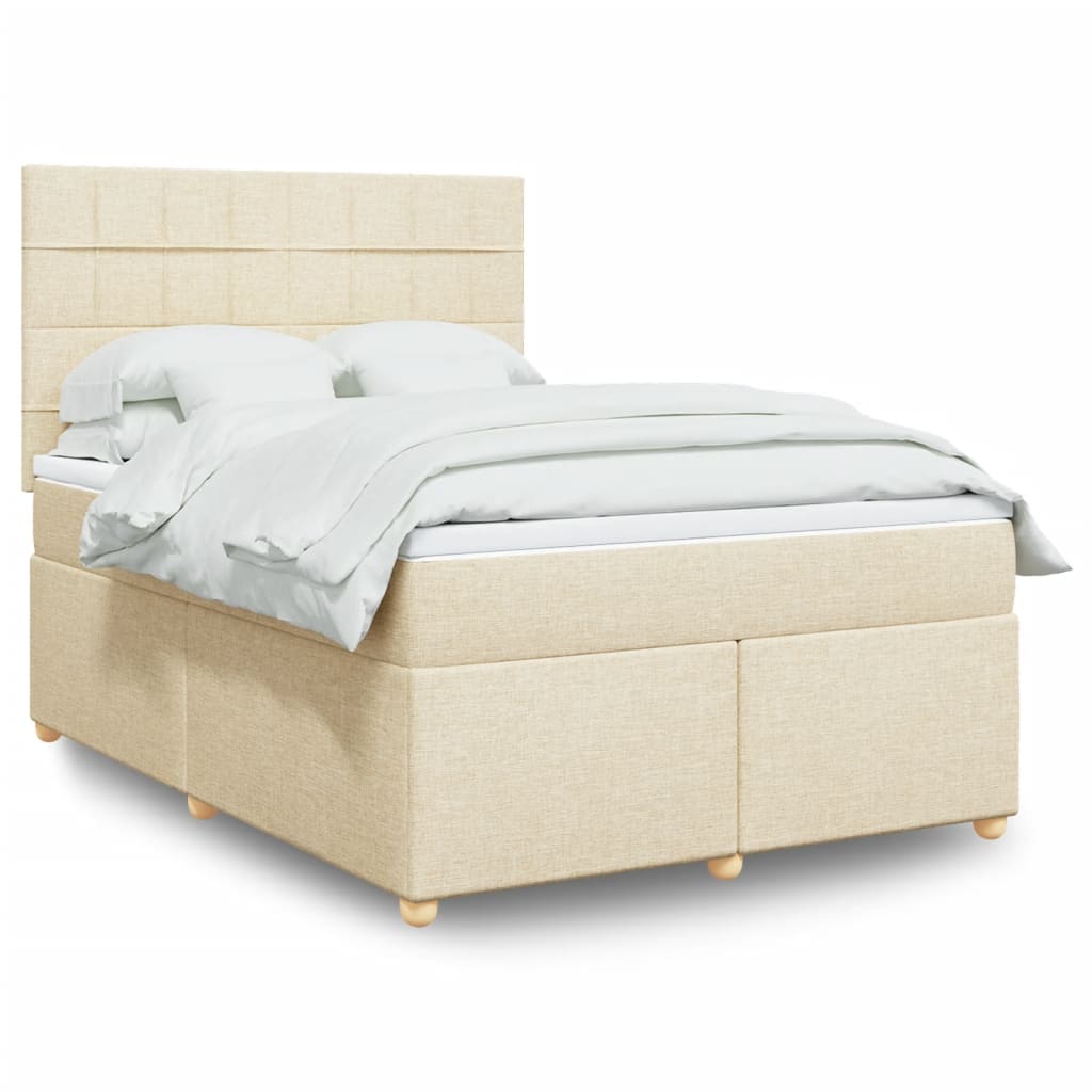 Boxspringbett mit Matratze Creme 140×200 cm Stoff