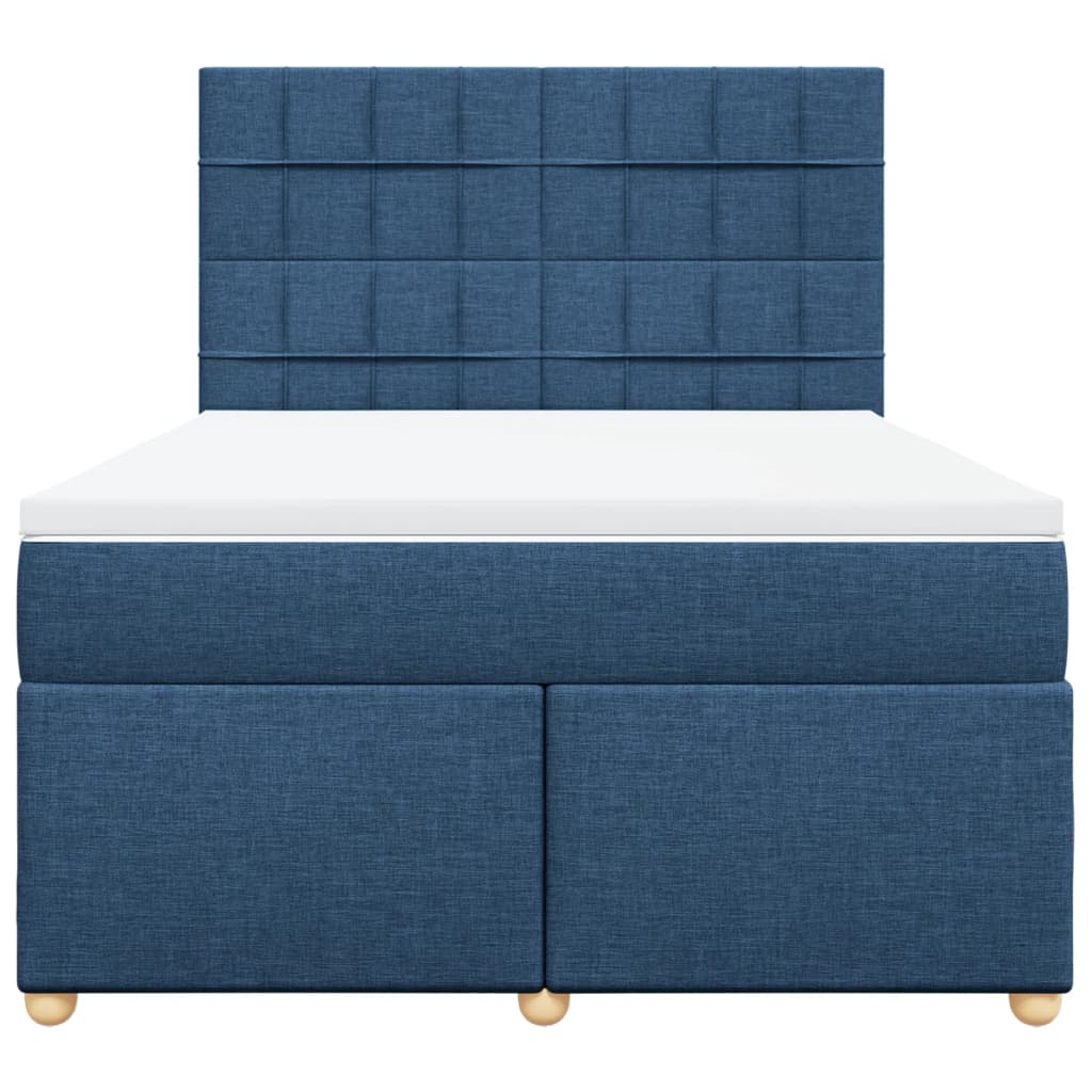 vidaXL Boxspring met matras stof blauw 140x200 cm, foto 4