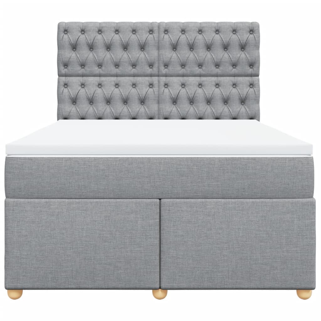 vidaXL Boxspring met matras stof lichtgrijs 140x200 cm grijs, foto 4