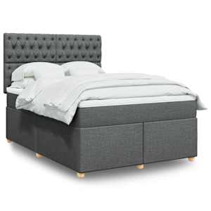 Box spring postel s matrací tmavě šedá 140x200 cm textil - obrázek 1