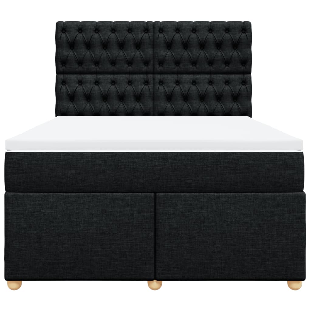 vidaXL Boxspring met matras stof zwart 140x200 cm, foto 4