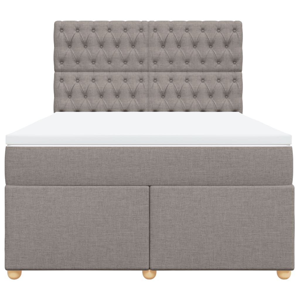vidaXL Boxspring met matras stof taupe 140x200 cm, foto 4