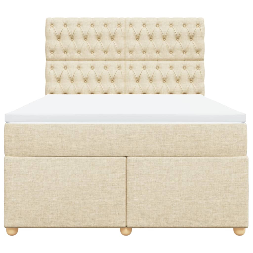 vidaXL Boxspring met matras stof crèmekleurig 140x200 cm, foto 4