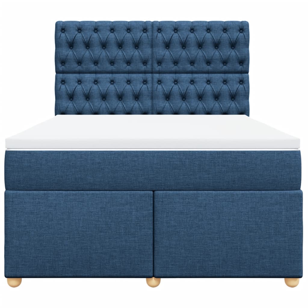 vidaXL Boxspring met matras stof blauw 140x200 cm, foto 4