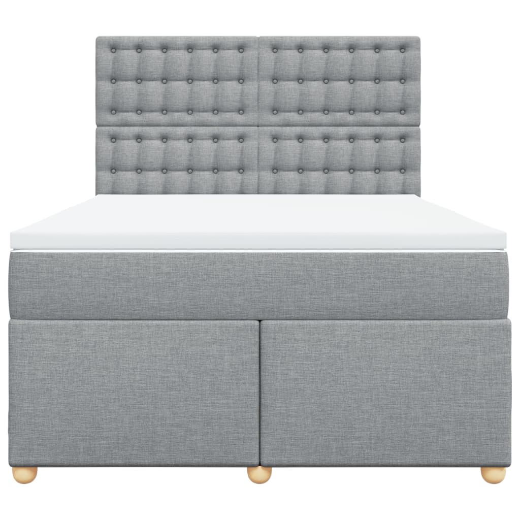 vidaXL Boxspring met matras stof lichtgrijs 140x200 cm grijs, foto 4