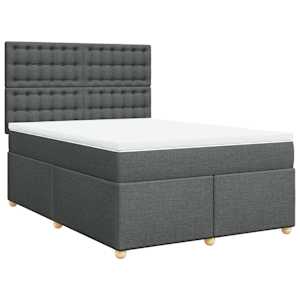 Box spring postel s matrací tmavě šedá 140x200 cm textil - obrázek 2