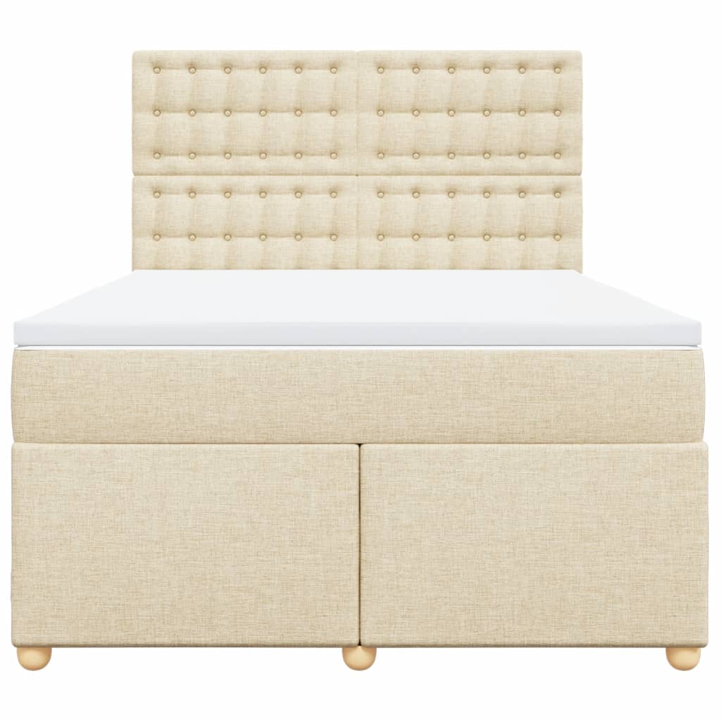 vidaXL Boxspring met matras stof crèmekleurig 140x200 cm, foto 4