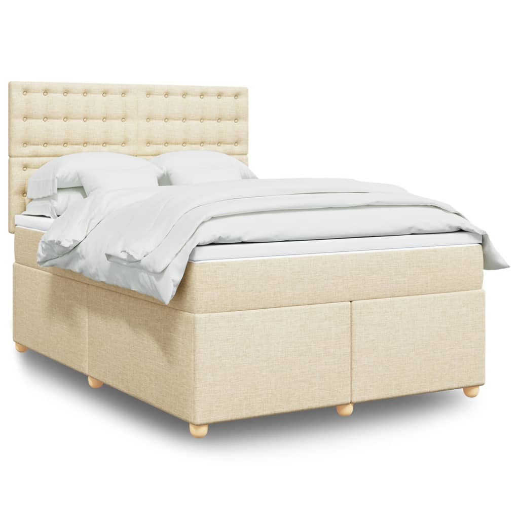 Boxspringbett mit Matratze Creme 140×200 cm Stoff