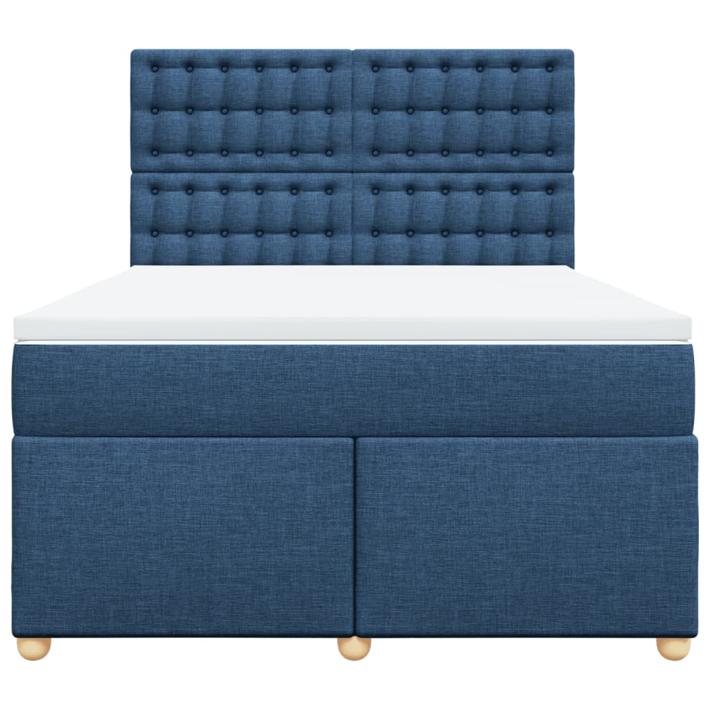 vidaXL Boxspring met matras stof blauw 140x200 cm, foto 4