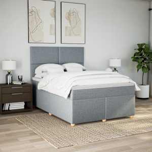 Box spring postel s matrací světle šedá 160 x 200 cm textil - obrázek 3