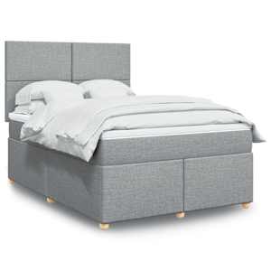 Box spring postel s matrací světle šedá 160 x 200 cm textil - obrázek 1
