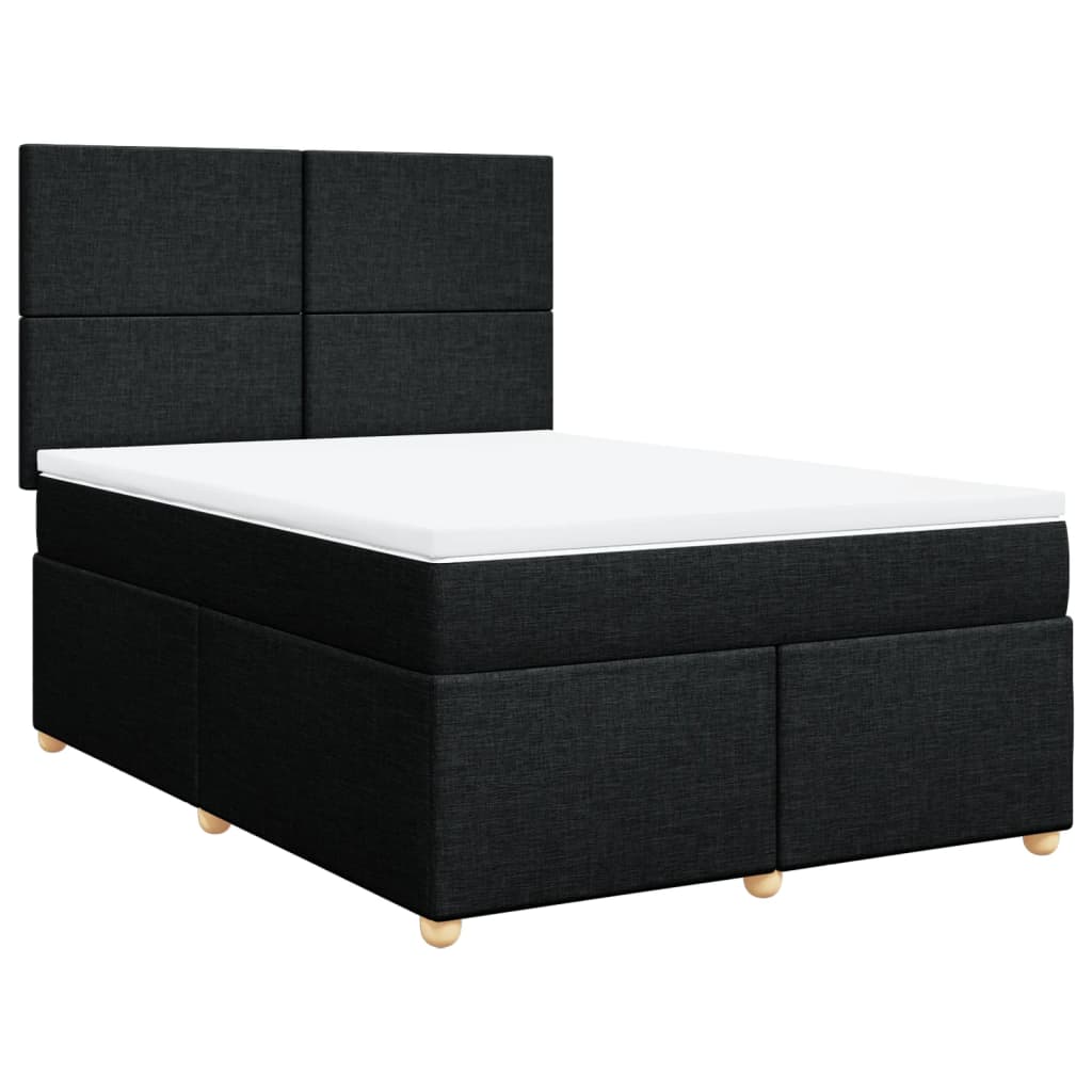 vidaXL Pat box spring cu saltea, negru, 160x200 cm, textil