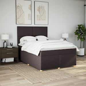 Box spring postel s matrací tmavě hnědá 160x200 cm textil - obrázek 3