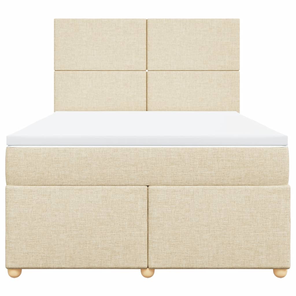 vidaXL Boxspring met matras stof crèmekleurig 160x200 cm, foto 4