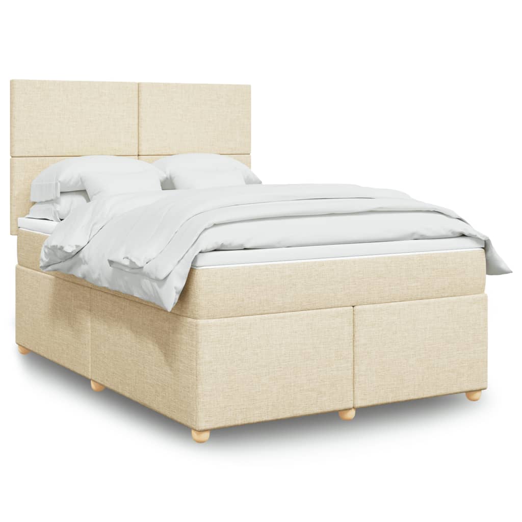 Boxspringbett mit Matratze Creme 160×200 cm Stoff