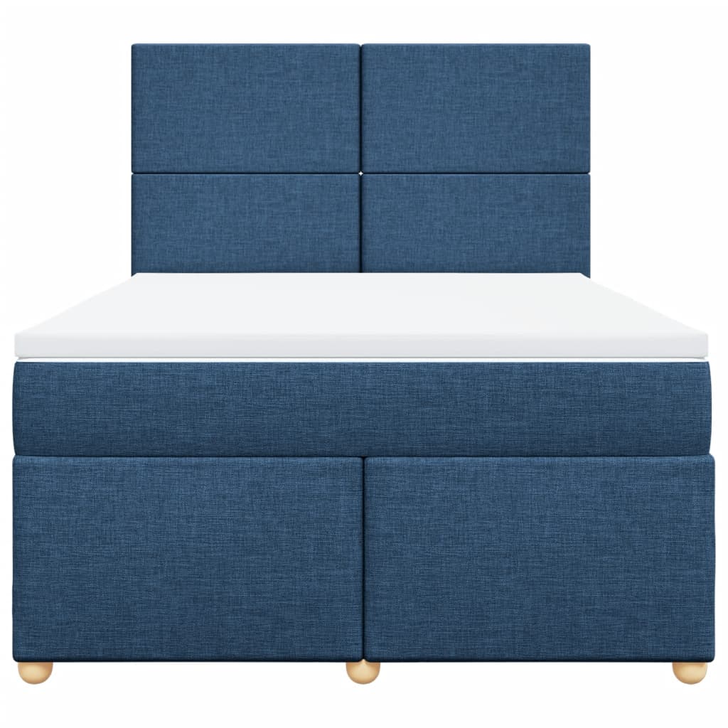 vidaXL Boxspring met matras stof blauw 160x200 cm, foto 4