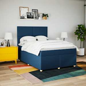 Box spring postel s matrací modrá 160x200 cm textil - obrázek 3
