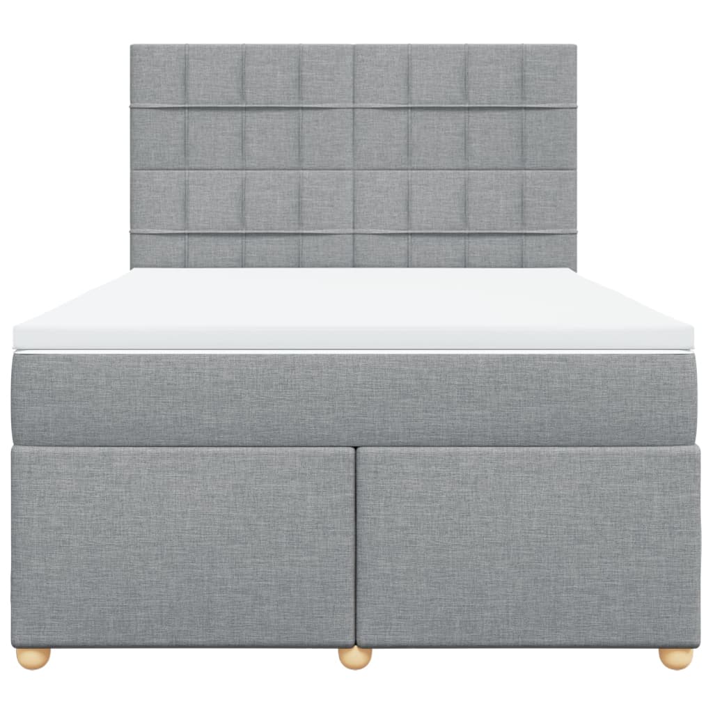 vidaXL Boxspring met matras stof lichtgrijs 160x200 cm grijs, foto 4