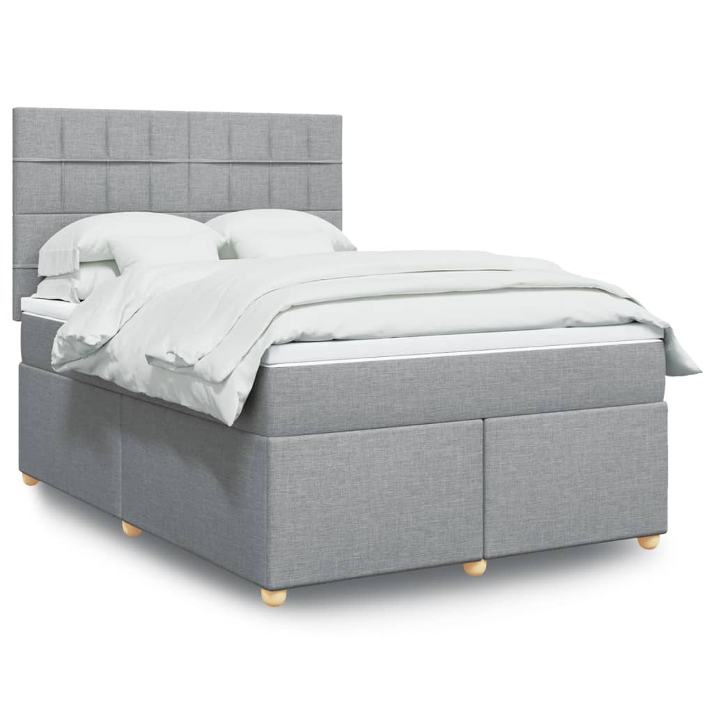 Boxspringbett mit Matratze Hellgrau 160×200 cm Stoff